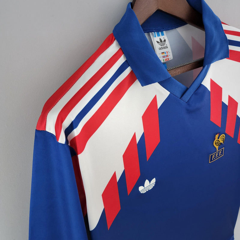 Camisa França Home (1) 1988 Adidas Retrô Manga Longa Masculina