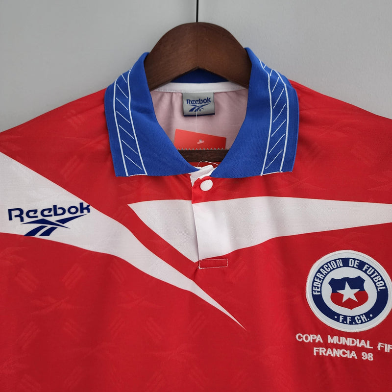 Camisa Chile Home (1) 1998 Reebok Retrô Manga Longa Masculina